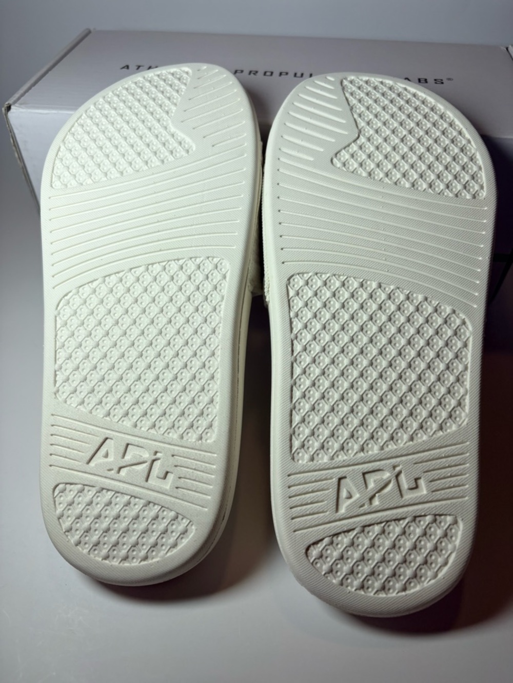 APL White Slide Sandals with Red and Blue Logo women's size 5 - Picture 4 of 5